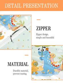 2 pezzi Set copripiumino a tema dinosauro ombrello, 100% poliestere, stampa reversibile (1 federa stampata su un lato + 1 copripiumino stampato su entrambi i lati), adatto per asili/nidi d'infanzia, copripiumino con stampa digitale carina, copripiumino e federa per bambini, adatto per bambini piccoli, neonati e bambini. La federa è stampata su un solo lato e misura 33 * 45 centimetri. - Multicolore - Visualizzare 5