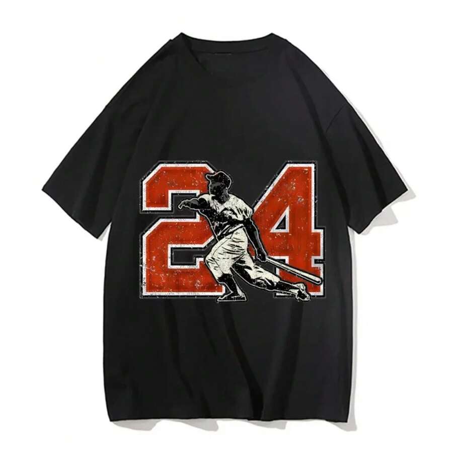 Camisetas Willie Mays, camisetas gráficas, camisetas lisas, camisetas altas para mujeres, camisetas de manga corta, camisetas personalizadas, ropa unisex de gran tamaño - Negro - Ver 1