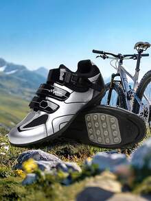 Unisex New Racing Road Cycling Shoes | Breathable Non-Locking, Comfortable Rubber Soled, Professional Outdoor Athletic Sports Bike Shoes, All-Season, Microfiber Upper, Fabric Inner And Insole, Clipless Compatible - Silver - View 3