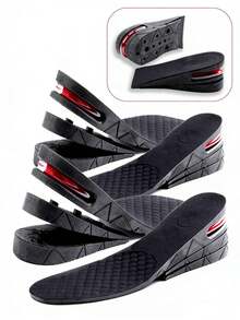 1-Pair Black 5cm Invisible Air Cushion Height Increasing Insoles – Multi-Layer Adjustable Height Shoe Inserts For Women & Men, Breathable Perforated Comfort Insoles, Ideal For Daily Wear Commutes Date Nights All-Day Foot Support, Bestselling Hidden Height Boost Insoles, Perfect For Valentine's Day Practical Gift For Friends Colleagues Height-Enhancement Enthusiasts - màu đen - Xem 1