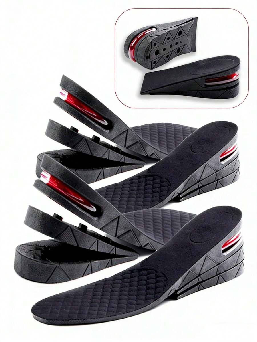 1-Pair Black 5cm Invisible Air Cushion Height Increasing Insoles – Multi-Layer Adjustable Height Shoe Inserts For Women & Men, Breathable Perforated Comfort Insoles, Ideal For Daily Wear Commutes Date Nights All-Day Foot Support, Bestselling Hidden Height Boost Insoles, Perfect For Valentine's Day Practical Gift For Friends Colleagues Height-Enhancement Enthusiasts - màu đen - Xem 1