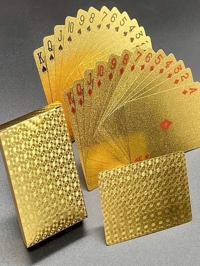 1개 내구성이 좋고 방수 기능이 있는 블랙 앤 골드 포커 카드, 고품질 포커 카드, 포커 게임, 마술 쇼 및 장난에 적합합니다. 세련되고 반짝이는 포커 카드 테일이 특징이며 내구성이 뛰어나고 튼튼한 포커 카드 케이스가 함께 제공되어 라마단, 축제, 파티 및 모임에 적합합니다.