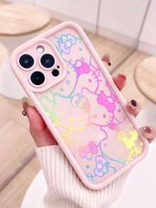1个粉色渐变夜光Sanrio卡通Hello Kitty猫咪TPU防震软手机壳，适用于 11/12/13/14/15/16/17/Pro Max - 粉色 - 查看 3