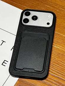 Black Card Holder Wallet + Full Coverage TPU Leather Texture Phone Case Compatible With IPhone 17/16/15 Pro Max/15 Pro/15/14/13/12/11, 13 Pro/14 Pro Max Protective Cover