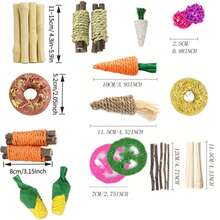 8/15pcs Hamster Chew Stick Set, Small Animal Chew Toys, Rodent Pet Toys, Enrichment Pet Toy Assortment Suitable For Gerbils, Mice, Rabbits And Hamsters - Multicolor - View 7