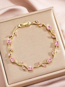 水钻藤蔓锆石叶子造型时尚手链，适合女性日常佩戴和情人节搭配 - 手鍊 - 查看 14