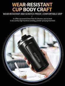 1pc 510ml Portable Latte Coffee Cup, Travel Water Bottle, Stainless Steel Iced Tea Cup, Vacuum Insulated Tumbler, Flat Bottom Cup, Double Wall Stainless Steel , Vacuum Flask, Car Cup, Suitable For Travel, Portable Elegant Latte Cup For Men And Women, High-End Portable Cup - Also Suitable For Milk, Coffee, Tea, Juice, Ideal For Work, Study, Graduation Season, Best Gift, Back To School Season - Multicolor - View 3