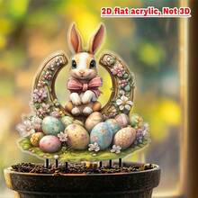 Acrylic Horseshoe Easter Eggs Rabbit Garden Stakes Outdoor Lawn Decor - Multicolor - View 1