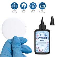 UV树脂300克 - 晶莹剔透、坚硬透明、快速固化的太阳能活化树脂套装，透明、低气味UV树脂，适用于工艺装饰（100克*3） - 淺藍色 - 查看 3