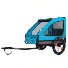 Pet Bike Trailer Dog Cart For Bicycle Suitable For Small And Medium Pets Easy Folding Cart Frame Quick Release Wheel Non-Slip Floor Internal Leash Blue+Grey - Blue+Grey + Steel1 - View 9