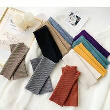 1 Pair Of Women's Autumn And Winter Open Finger Knitted Gloves With Youthful And Fashionable Style, Cold Resistant And Warm Half Finger Gloves