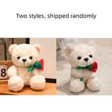 1个可爱卡通情人节玫瑰花束泰迪熊毛绒玩具，柔软填充泰迪熊，带爱心，适合作为婚礼/求婚/送给女友/闺蜜的情人节礼物 - 彩色 - 查看 17