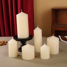 1支/2支/3支/4支装象牙白欧式经典圆柱蜡烛/心形柱状蜡烛，香氛蜡烛，多种尺寸可选，适用于婚礼装饰、家居装饰、节日、生日派对、求婚场景、摄影道具、教堂祈祷、浪漫烛光晚餐、女士蜡烛礼品、点灯等场合。 - 白色-圓柱蠟燭 - 查看 4