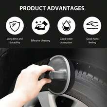 Car Tire Shine Applicator, Vehicle Tire Wheel Polishing Applicator Brush With Anti-Slip Handle, Tyre Detailing Tool Dressing Sponge Pad Brush For Car Truck SUV Motorcycle - Cọ đánh sáp lốp + miếng bọt biển - Xem 5