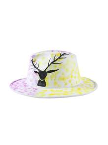 LEAJOURNO. 1pc Unisex Hand-Painted Felt-Like Fashionable Y2K Style Panama Hat, Outdoor Cap - Mauve Purple - View 4