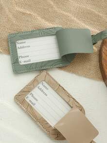 1 pieza Etiqueta de equipaje personalizada con nombre, adecuada para maletas, etiqueta de equipaje con palabra de nombre en letra dorada personalizada con patrón de flores grabado, etiqueta de cuero genuino personalizada con tarjeta de visita oculta, accesorio de viaje, hecho a mano, regalo elegante para dama de honor - Multicolor - Ver 8