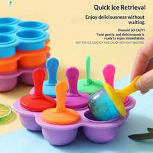 7 Hole Ice Cream Popsicle Mold, Easy DIY Frozen Snack Maker For Home Kitchen Kids - Multicolor - View 7