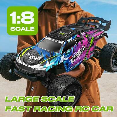 Norkbeng 1:8 Scale High Speed Remote Control Car, 50KM/H RC550 Motor, 2.4GHz Full Proportional Control, All Terrain Off Road RC Truck With Upgraded LED Lights, Racing Vehicle For Adults Boys