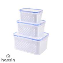 3 Sizes Set Drain Basket Storage Box For Refrigerator (Small + Medium + Large) - Adjustable Valve, Stackable, Portable Food Organizer, Snacks, Gift, Christmas Party - White - View 9