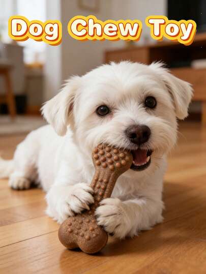 1pc Dog Bone Shaped Chew Toy, Durable Teeth Cleaning Toy With Nubs Design, Realistic Bone For Tartar Removal And Fresher Breath, Interactive Chewing Toy For Puppies And Small/Medium Dogs