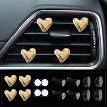 4pcs Gold & Silver Heart-Shaped Air Vent Clips, Cute Car Accessories, No Fragrance - For Decoration Only. Fashionable Design | Lightweight Metal Coated Heart Decor, Colorful Car Accessories, Punk Style Car Accessories - one-size - View 14