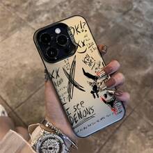 Phone Case - Fashionable Phone Case Featuring A Graffiti Devil Design, Compatible With For Iphone Models From 11 To 16, Including Pro And Plus Versions, Designed To Absorb Shocks. - Translucent Black - View 4