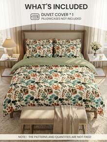Bộ ga trải giường in số 2/3 món (1 ga trải giường + 1/2 vỏ gối, không kèm ruột gối), họa tiết lá xanh, bộ chăn ga gối thoáng khí, thoải mái, thân thiện với da, mềm mại, chống xù lông, phù hợp với giường đôi/giường cỡ Full/giường Queen/giường King, sử dụng được cả bốn mùa, màu xanh lá cây, đạt chứng nhận Oeko-Tex. - Nhiều màu - Xem 4
