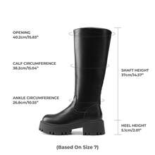 Knee High Boots Women, Comfortable Platform Round-Toe Side Zip Boots For Women - màu đen - Xem 4