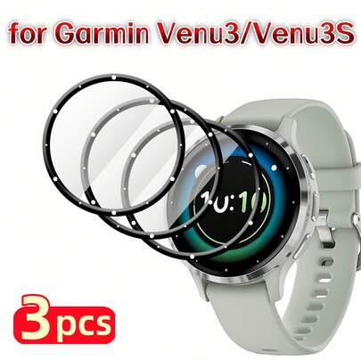 3pcs Full Coverage High-Definition Soft Film Screen Protector For Garmin Venu 3/Venu 3S, Sensitive Touch, Scratch Resistant, Smooth Surface, Easy Installation