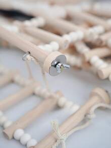 1pc Parrot Rope Climbing Ladder Rotating Perch Wooden Rope Bridge Stand, Educational Bird Supplies, Bird Cage Accessories, Parrot Toy - Rope Ladder - View 4