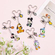 Disney 1pc Cute Cartoon Mickey & Minnie Zinc Alloy Keychain, Fashionable & Delicate Lovely Bow-Tie Mickey Bag Charm, Suitable For Daily Wear Or As A Gift - Multicolor - View 4