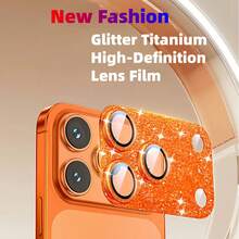 Fashionable Glitter Lens Protector Cover Compatible With Apple Smartphones - Orange - View 3