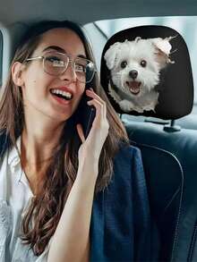 2 piezas de lindas fundas para reposacabezas de coche con diseño de cachorrito blanco asomando. Son adecuadas para la decoración del interior del coche, fáciles de instalar y quitar, de ajuste universal y apropiadas para viajes de larga distancia y salidas de ocio. - 2 piezas - Ver 6