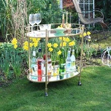 Gold Mirrored Oval Drinks Trolley - Initial - View 4