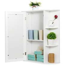 Bathroom Cabinet Wall Mount Medicine Cabinet With Single Mirror Door Adjustable - White - View 8