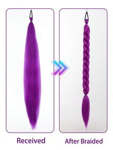 Tóc nối giả bện màu tím dài 26/28/32 inch, kiểu đuôi ngựa cài kẹp dùng cho trang phục cosplay. - Nhiều màu - Xem 5