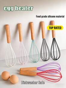 Popular Kitchen Handheld Wooden Handle Egg Beater, Home Baking Cream Mixing Tool, Liquid Mixing Stick - Multicolor - View 7
