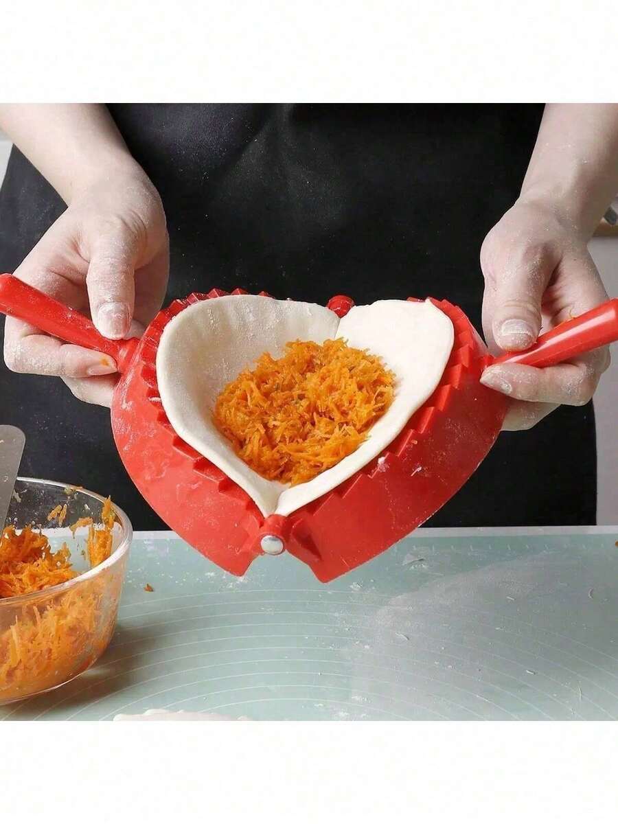 1pc Red Plastic Dumpling Mold, Baking Press Mold, Suitable For Baking Tools - Multicolor - View 1