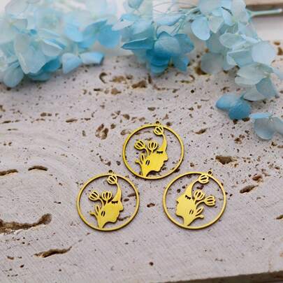 5pcs/Set Exquisite Profile Pendant, Stainless Steel Delicate Jewelry Accessories, Suitable For DIY Handmade Jewelry, Necklace, Bracelet, Earring, Bag Chain, Keychain, Zipper Decor