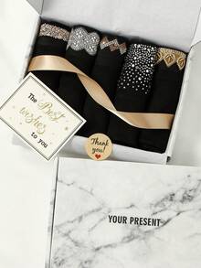 5pcs Muslim Women's Rhinestone Undercap Hijab Headscarf, Skin-Friendly Soft, Long-Wearing Non-Stuffy, Sparkling Rhinestone, Versatile Daily Wear, Exquisite Gift Box, Suitable For All Seasons - Solid Color - View 1