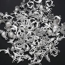 18/48pcs Bohemia Alloy Beach Charms Collection Pendant, Marine Sea Animal Life Sea Turtles, Starfish, Dolphins, Shells Nautical Charms Metal Pendant Craft Supplies For Jewelry Making Necklace Bracelet Earrings DIY Fashionable Mobile Phone Chain Crafts - Silver - View 6