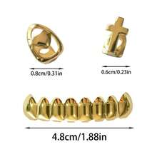 1 Set Glossy Hollow Heart & Cross Tooth Grillz, Unisex Daily Wear Tooth Jewelry Accessories