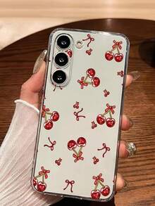 1个可爱樱桃蝴蝶结装饰软壳手机壳，兼容华为荣耀、红米、三星Galaxy A04e/12/A13/A14/A34/A50/A52/A53/A54/S21/S22/S23/S24/S25/S25Ultra/S25FE/S26/S26 Plus/S26 Ultra/S26 Edge、6A/7A/8A、12T/13T/15T/15T Pro - 無色 - 查看 2