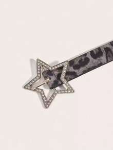 1条星形镶钻金属黑灰豹纹Y2K朋克风时尚腰带，女士适用，适合日常休闲、派对、聚会、街头、夏季、开学季、秋季、万圣节、毕业典礼等场合，亦可作为礼物。 - 黑灰色豹紋星 - 查看 5