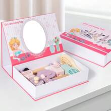Wooden Children's Pretend Play Vanity Makeup Dressing Table Toy, Princess Makeup Desk Toy For Little Girls, Birthday Gift - Multicolor - View 9
