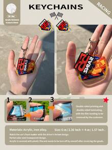 2D Cartoon Character Keychain, Racing Car Sports Keychain, Suitable For Car Enthusiasts, Birthday Gifts, Keychains, Car Key Chains, Packaging Decorations, Backpacks And Indoor Decorations - 1 Keychain (double-sided Printing, Requires Peeling Off the Protective Film). - View 6