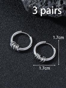 1pc Men Ring Drop Earring - Silver - View 7
