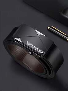 男士商务自动扣皮带，休闲牛仔裤腰带，时尚派对腰带，日常穿搭装饰，精美礼品腰带 - 銀色 - 查看 6