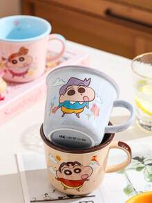 CRAYON SHINCHAN 1个正版蜡笔小新陶瓷马克杯，高品质卡通咖啡杯，可爱创意马克杯，情侣早餐杯，生日和节日礼物 - 彩色 - 查看 7