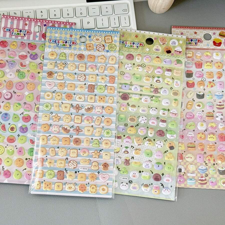 INS风新款可爱四色泡沫贴纸，小气泡贴纸，3D贴纸，适用于日记本、手机壳和笔记本封面装饰 - 彩色 - 查看 1